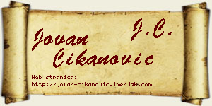 Jovan Čikanović vizit kartica